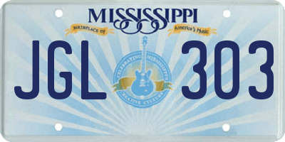 MS license plate JGL303