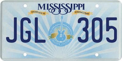 MS license plate JGL305