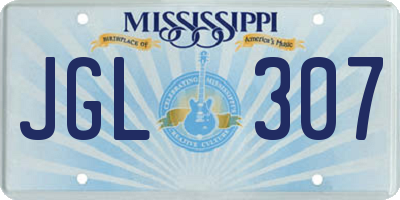 MS license plate JGL307