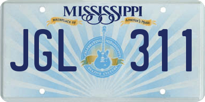 MS license plate JGL311