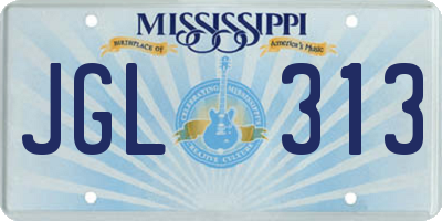 MS license plate JGL313