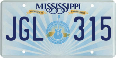 MS license plate JGL315