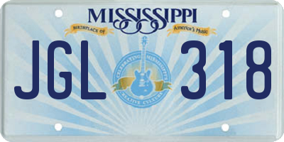MS license plate JGL318