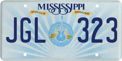 MS license plate JGL323