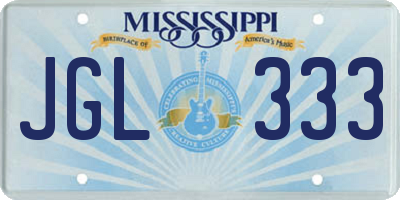 MS license plate JGL333