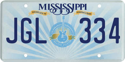 MS license plate JGL334