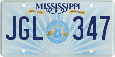 MS license plate JGL347
