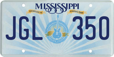 MS license plate JGL350