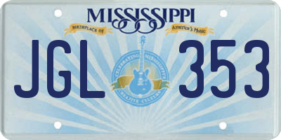 MS license plate JGL353