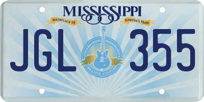MS license plate JGL355