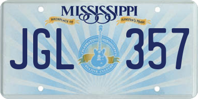 MS license plate JGL357