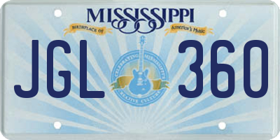 MS license plate JGL360