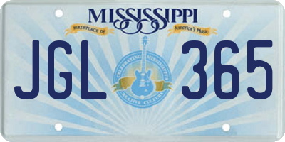 MS license plate JGL365