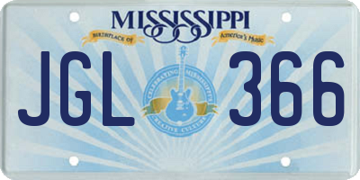 MS license plate JGL366