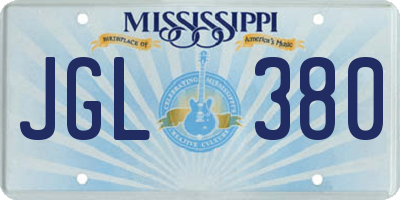 MS license plate JGL380
