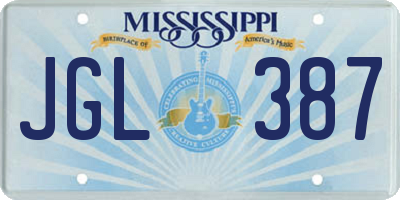 MS license plate JGL387