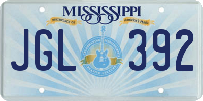 MS license plate JGL392