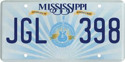 MS license plate JGL398