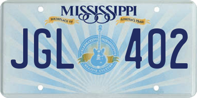 MS license plate JGL402