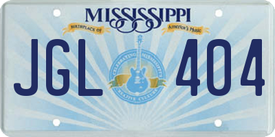 MS license plate JGL404