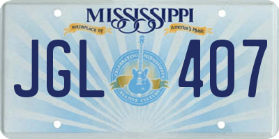 MS license plate JGL407