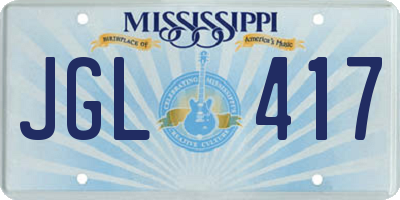 MS license plate JGL417