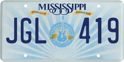 MS license plate JGL419