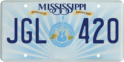 MS license plate JGL420