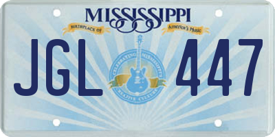 MS license plate JGL447
