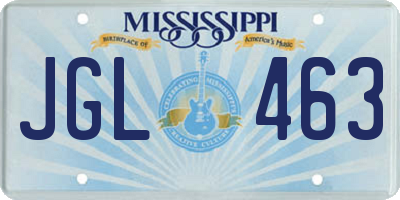 MS license plate JGL463