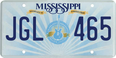 MS license plate JGL465