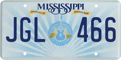MS license plate JGL466