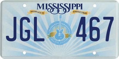 MS license plate JGL467