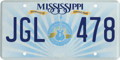 MS license plate JGL478