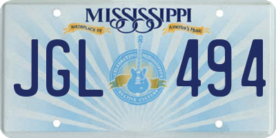 MS license plate JGL494