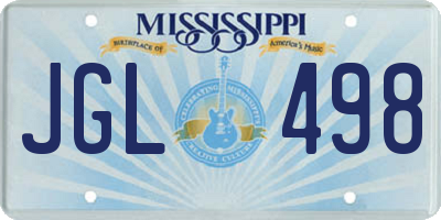 MS license plate JGL498