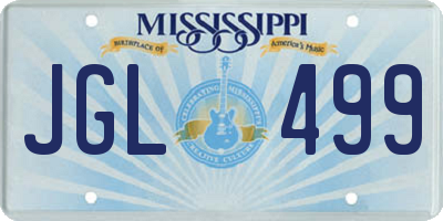 MS license plate JGL499