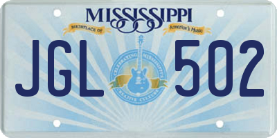 MS license plate JGL502