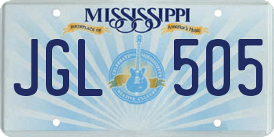 MS license plate JGL505