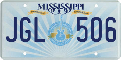 MS license plate JGL506