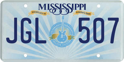 MS license plate JGL507
