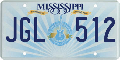 MS license plate JGL512