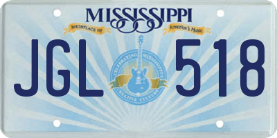 MS license plate JGL518