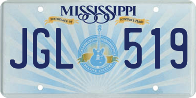 MS license plate JGL519
