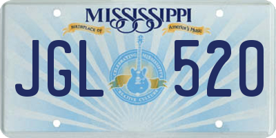 MS license plate JGL520