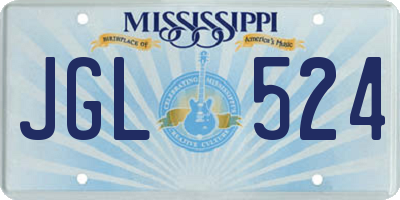 MS license plate JGL524
