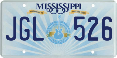 MS license plate JGL526