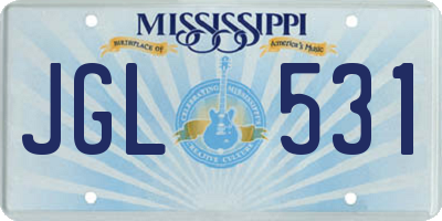MS license plate JGL531