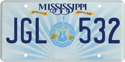 MS license plate JGL532