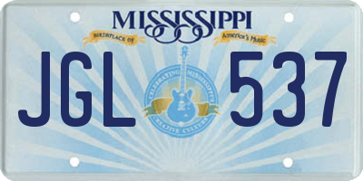 MS license plate JGL537